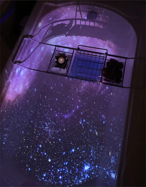 POCOCO Galaxy Projector projected in the bathtub